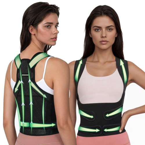 Posture Corrector for Women,2-in-1 Back Brace with Shoulder Support - size: Medium