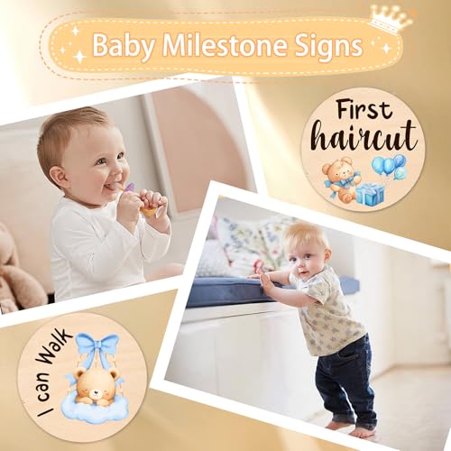 13Pcs Baby Monthly Milestone, Bear Monthly Milestone Cards Newborn Gift - color: Bear1