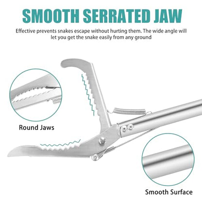 50" Collapsible Stainless Steel Snake Grabber Tool: Multi-Functional Hook, Tongs, Pole, Reacher for Safe Snake Handling and Rattlesnake Catching