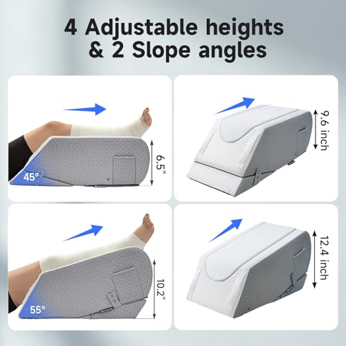 Leg Elevation Pillow for After Surgery, Adjustable 4 Heights & 2 Slope