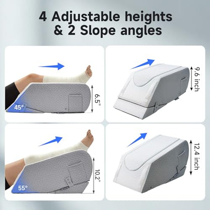 Leg Elevation Pillow for After Surgery, Adjustable 4 Heights & 2 Slope