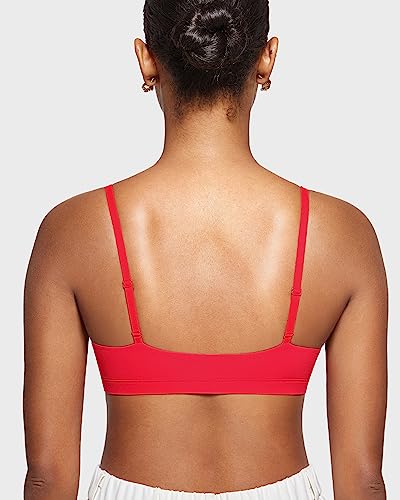 INLYRIC Women's Unlined Wireless Sports Bralette - color: Bright Red, size: Medium
