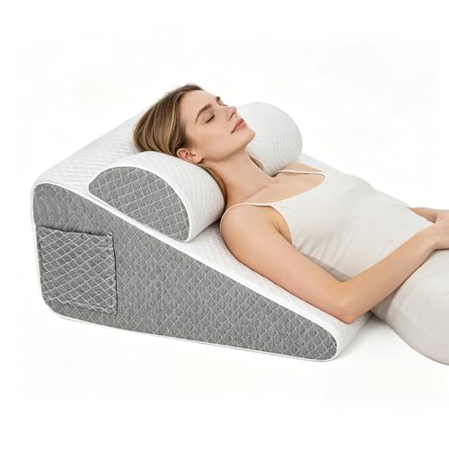 Wedge Pillow Set for After Surgery,White/Dark Grey,2PCS-20 - color: White/Dark Grey, size: 2PCS-20''