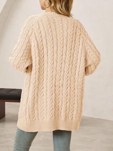 Saodimallsu Womens Cable Knit Cardigans Oversized Chunky Fall Sweater Dress - color: Apricot, size: Medium