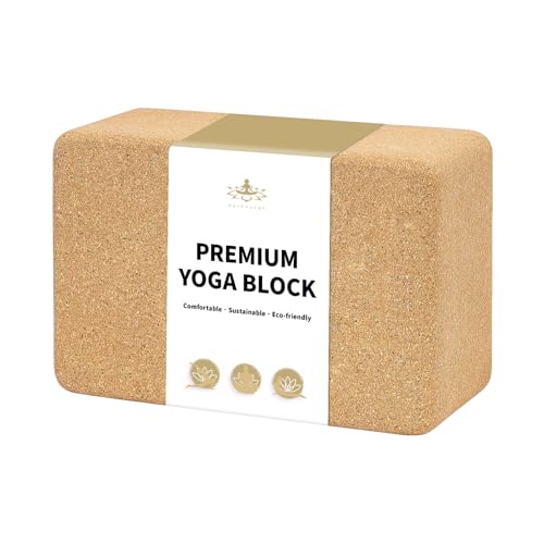 Hatha Yoga Cork Yoga Block, Natural Cork from Portuguese, Premium Brick, Eco-Friendly Yoga Accessories for Yoga, Pilates & Stretching - size: 9"x6"x4"
