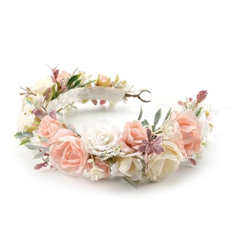 Peach Ivory Flower Crown for Girls Birthday Gifts - color: Peach-Child Size