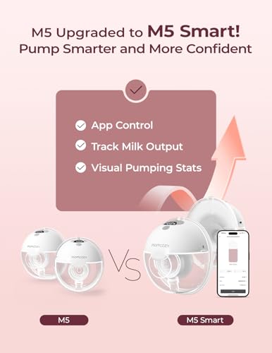 Momcozy M5 Smart APP Controlled Wearable Breast Pump, 2-Pack Quill Gray - size: M5-G2