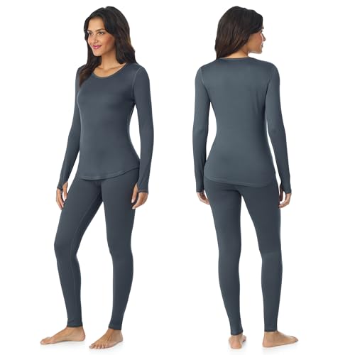 Cuddl Duds Lightweight 2 Piece Active Base Layer Matching Sets for Women - color: Charcoal Grey, size: Medium