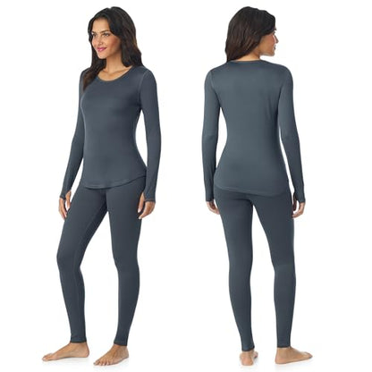 Cuddl Duds Lightweight 2 Piece Active Base Layer Matching Sets for Women - color: Charcoal Grey, size: Medium