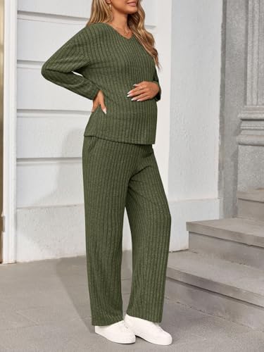 Yousify Womens Maternity Pajamas Sets 2 Piece Outfits - color: Army Green, size: Medium