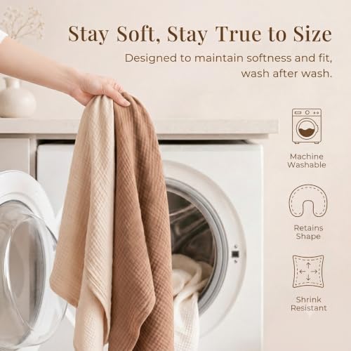 Konssy 2-Pack Muslin Nursing Pillow Covers, Cream Soft Slipcover for Baby - color: Brown,cream