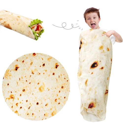 Lhedon Tortilla Blanket Kids 49 Inch Burrito Blanket Soft Flannel - color: Beige, size: 49 inch