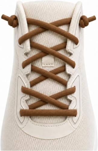 1 Pair Oval Athletic Shoe Laces Elastic ShoeLaces for Sneakers - color: Brown