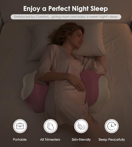 DONAMA Pillow for Sleeping Memory Foam Pregnancy Pillow for Side Sleepers - color: Pink White
