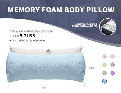 WSOFRLAC Fluffy Full Body Pillow, Long Pillow for Sleeping,Blue 20x54 - color: Blue
