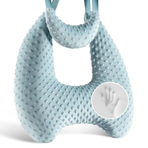 Memory Foam Kids Travel Pillow, Car Pillow for Kids, Velvet Dots, Blue - color: Blue
