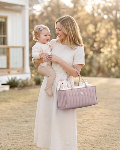Blissful Diary Baby Diaper Caddy Organizer, Nursery Storage, Mauve Pink - color: Mauve Pink