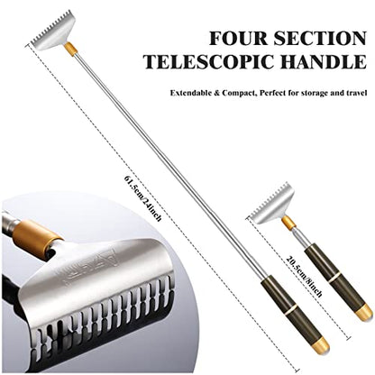 Telescoping Steel Back Scratcher with Wide Claw & Massage Roller - color: Brown-2