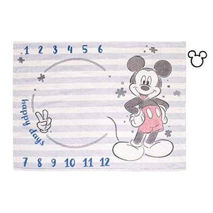 Disney Mickey Mouse Light Blue, Red & White Super Soft Milestone Baby Blanket, Light Blue, White, Red, Navy - color: Mickey Mouse Light Blue Red & White