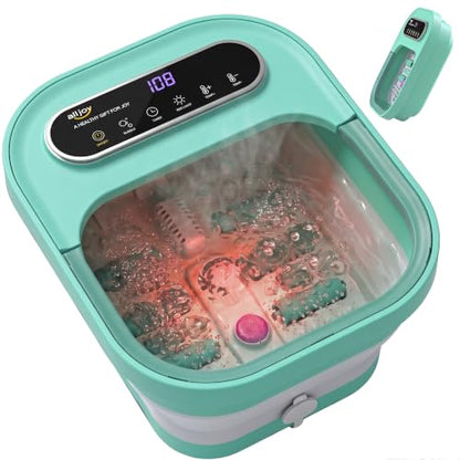 ALLJOY Foldable Foot Soaking Tub with Heat,Smart Touch Screen Foot Bath Spa - color: Green