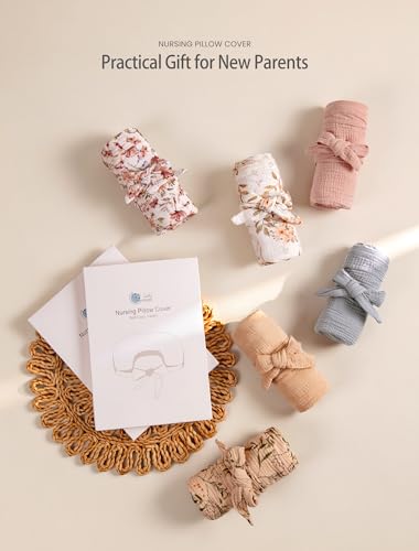 lulumoon Muslin Nursing Pillow Covers: with Strap for Snug Fit & No Sliding - color: Cream & Olive