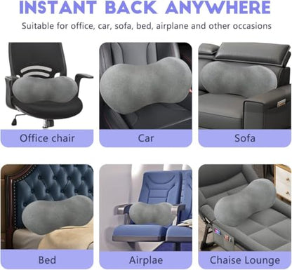 kasney Lumbar Support Pillow for Office Chair, Dark Gray - color: Dark Gray