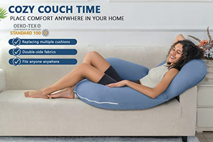INSEN Reading Pillow, Back Pillow for Sitting in Bed and Couch - color: Hazy Blue, size: 45in