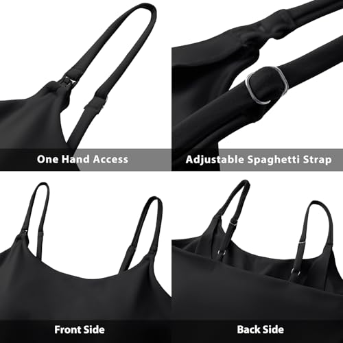 V VOCNI Nursing Tank Tops for Breastfeeding with Adjustable Straps - color: Black, size: Small