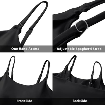 V VOCNI Nursing Tank Tops for Breastfeeding with Adjustable Straps - color: Black, size: Medium