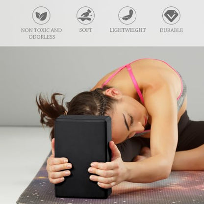9"x6"x3" Yoga Block, 2 Pcs Soft Non-Slip Foam Blocks Supportive - color: Black