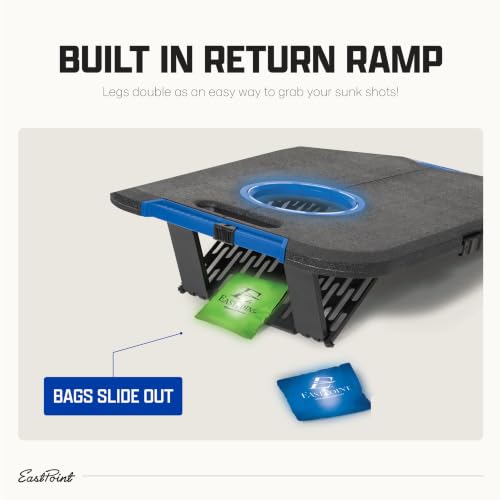 EastPoint Cornhole Set, 2 Targets, 8 Bean Bags, LED Lights, Outdoor Games - style: Light-Up Board - Black/Blue