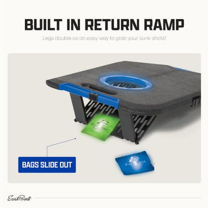 EastPoint Cornhole Set, 2 Targets, 8 Bean Bags, LED Lights, Outdoor Games - style: Light-Up Board - Black/Blue