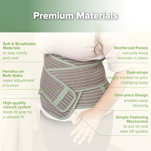 haakaa Postpartum Belly Band, Support Back & Abdomen, Help Natural Delivery & C Section Recovery,Natural Latex,One Size - color: Mint