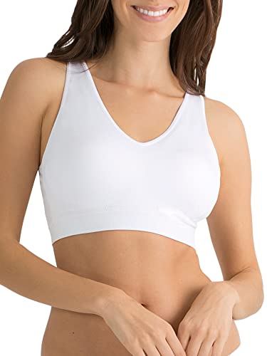 Fruit of the Loom Women's Seamless Pullover Bra – Soft Stretch Fabric with Built-in Cups - color: White, size: Large
