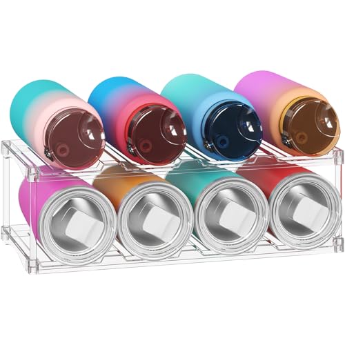 Lifewit Stackable Water Bottle Organizer, Clear Tumbler Holder for Cabinet - size: 2 Tier-8 Bottle
