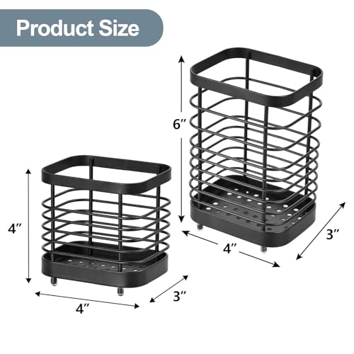 Utensil Holder, Stainless Steel Utensil Drying Rack for Kitchen Counter - color: Small, Black