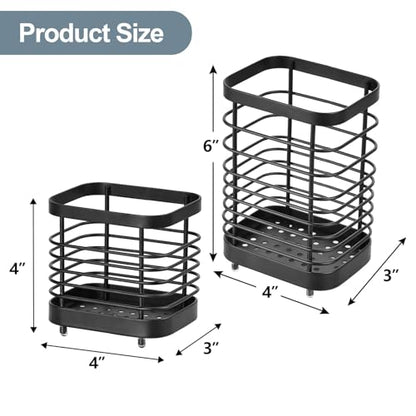 Utensil Holder, Stainless Steel Utensil Drying Rack for Kitchen Counter - color: Small, Black