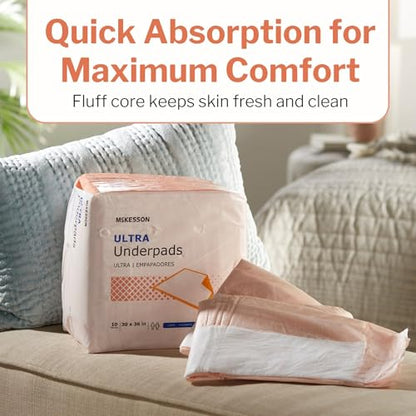 McKesson Underpads Bed Pads, Heavy Absorbency, Peach, 30 x 36 in, 100 ct - size: 30x36 Inch