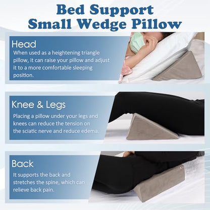 Small Wedge Pillow, Wedge Pillow for Bed Sores, Positioning Pillow - color: 1 Unit, Apricot
