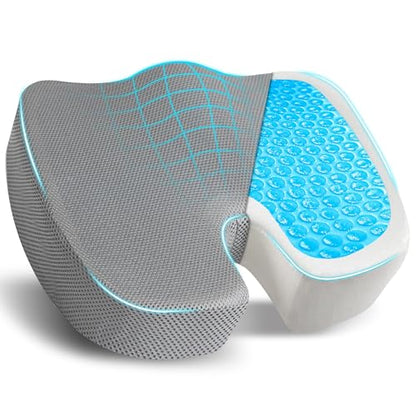 EcoNour Gel Seat Cushion for Tailbone Pain Relief | Computer Chair Cushion - color: Grey