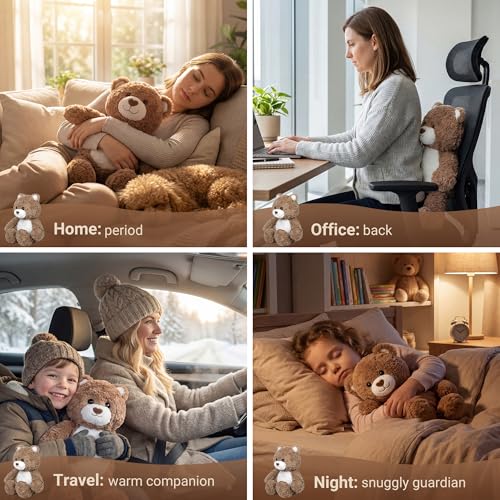 Teddy Bear Heating Pad Plush, USB Powered Belly Warmer Gift for Women - color: Brown Teddy Bear Heating Pad