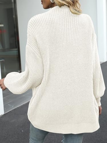 MEROKEETY Long Sleeve Oversized Cardigan Sweaters for Women - color: Beige, size: Small