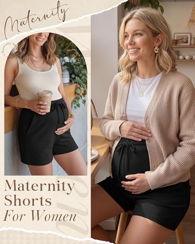 3 Pack Women Maternity Shorts - color: Black, Black, Black, size: Large