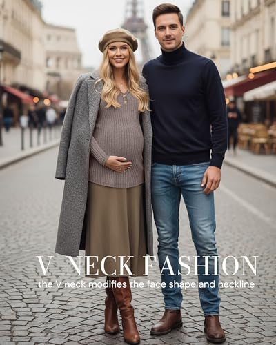 Oakgarden 3 Pack Women's Ribbed Henley Maternity Sweaters - color: Black, Coffee, Bean Green, size: Medium