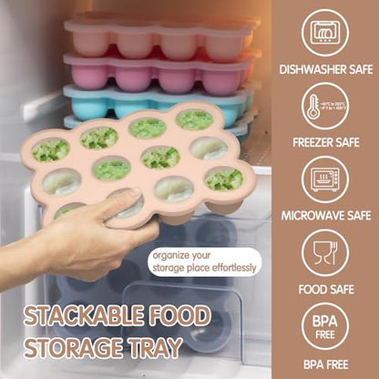 Silicone Freezer Tray with Clip-on Lid, 1.5oz x 12 Pods (Brown) - color: Light Brown (12 x 1.5 OZ)