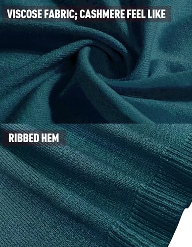 PULI Women's Versatile Knit Shawl Poncho Sweater Button Scarf - color: Dark Cyan