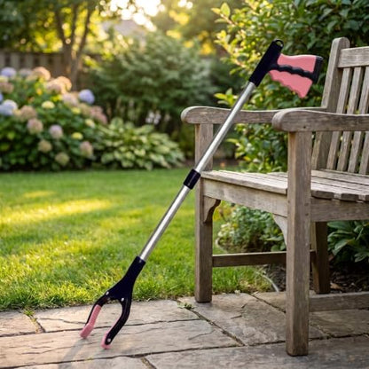Grabber Reacher Pickup Tool – Foldable, Lightweight, Rotatable Clamp, Rose - color: Rose