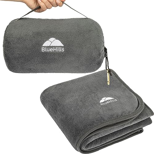 BlueHills Premium Soft Rolled Travel Blanket Airplane Plush Throw - Gray - color: R01-gray