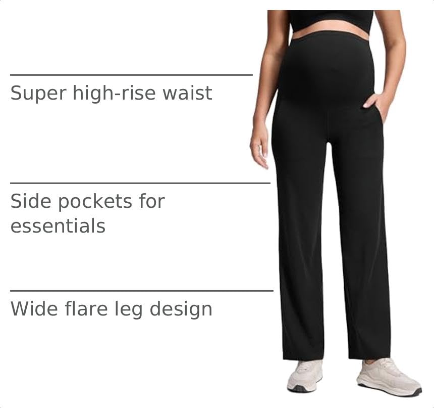 CRZ YOGA Maternity Wide Leg Pants 31.5" - color: Black, size: Medium
