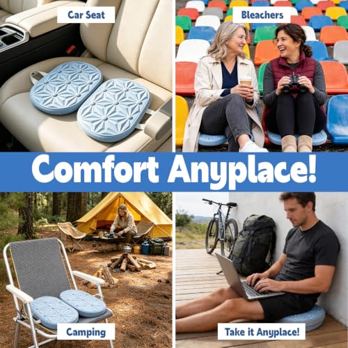 Foldable Cooling Gel Memory Foam Seat Cushion for Outdoor & Stadium Use - color: Gray Leather